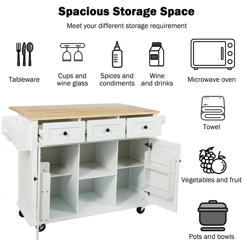 Red Barrel Studio® Amaari Solid Wood Kitchen Cart Wayfair